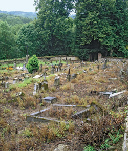 Zdevastovaný hřbitov v Pivoni